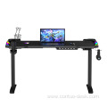 Electric Ergonomic Expandable Sit To Stand Gaming Table Pc Standup Desk With Led Lights Adjustable Height